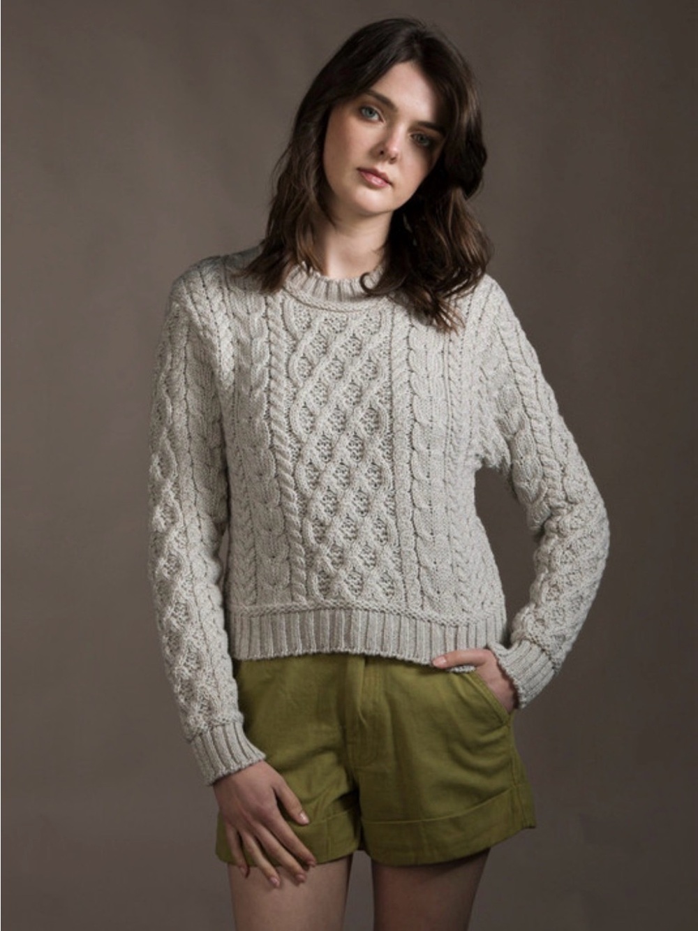 Cropped Aran Irish Sweater